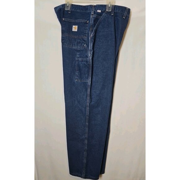Carhartt Mens Flame Resistant FR Denim Dungaree Jeans Sz 44x32 (42x32) FRB13 DNM - Picture 11 of 16
